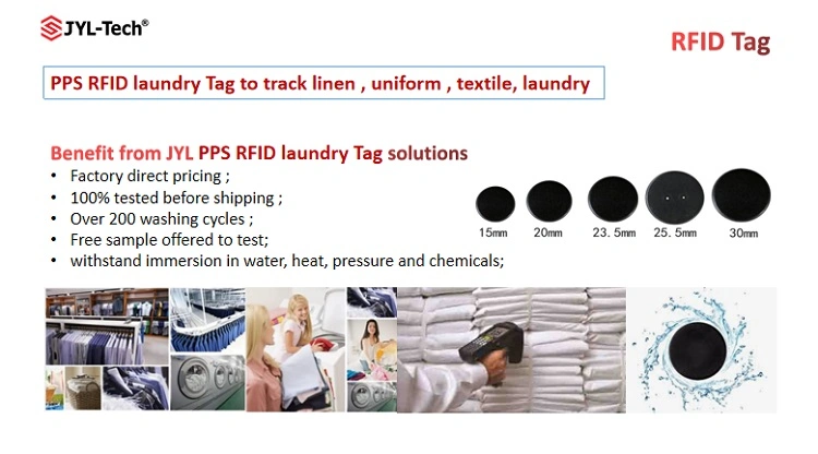 High Temperature Resistant Washable Button PPS UHF/NFC RFID Laundry Tag