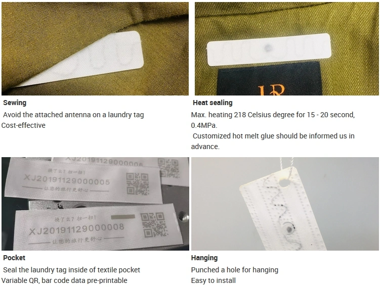 Hospitality and Healthcare Industry Washable Passive RAIN Textile Fabric Linen Tag UCODE 8 UHF RFID Robust Laundry LinTag